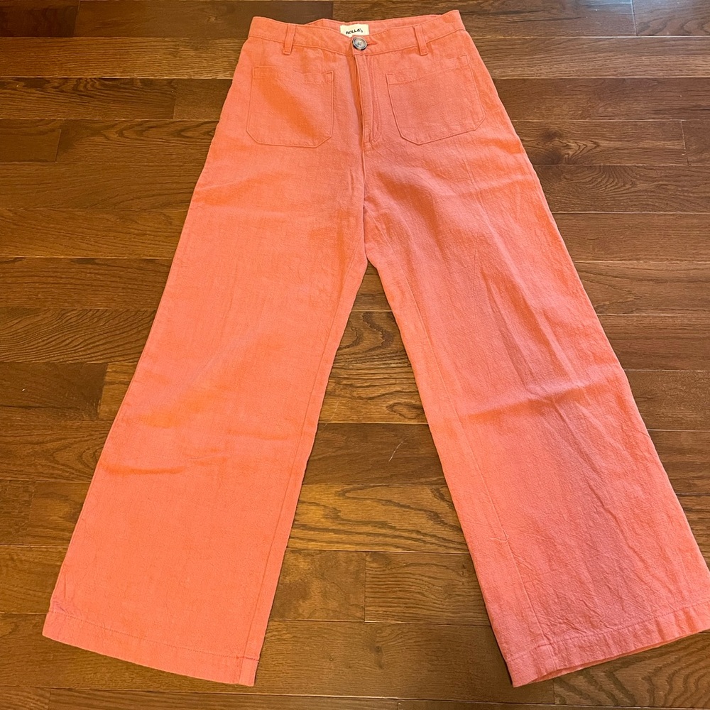 Rollas pink/salmon linen wide leg pants Size 29